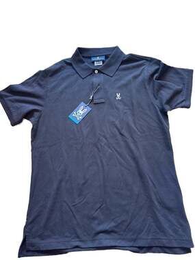 Psycho Bunny Sport Men's Short Sleeve Polo Shirt Black Size 6 Pima Cotton Blend